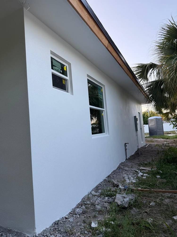 After — finished painted exterior by Quilco Stucco, Rear Corner Elevation, Prosperity Farms